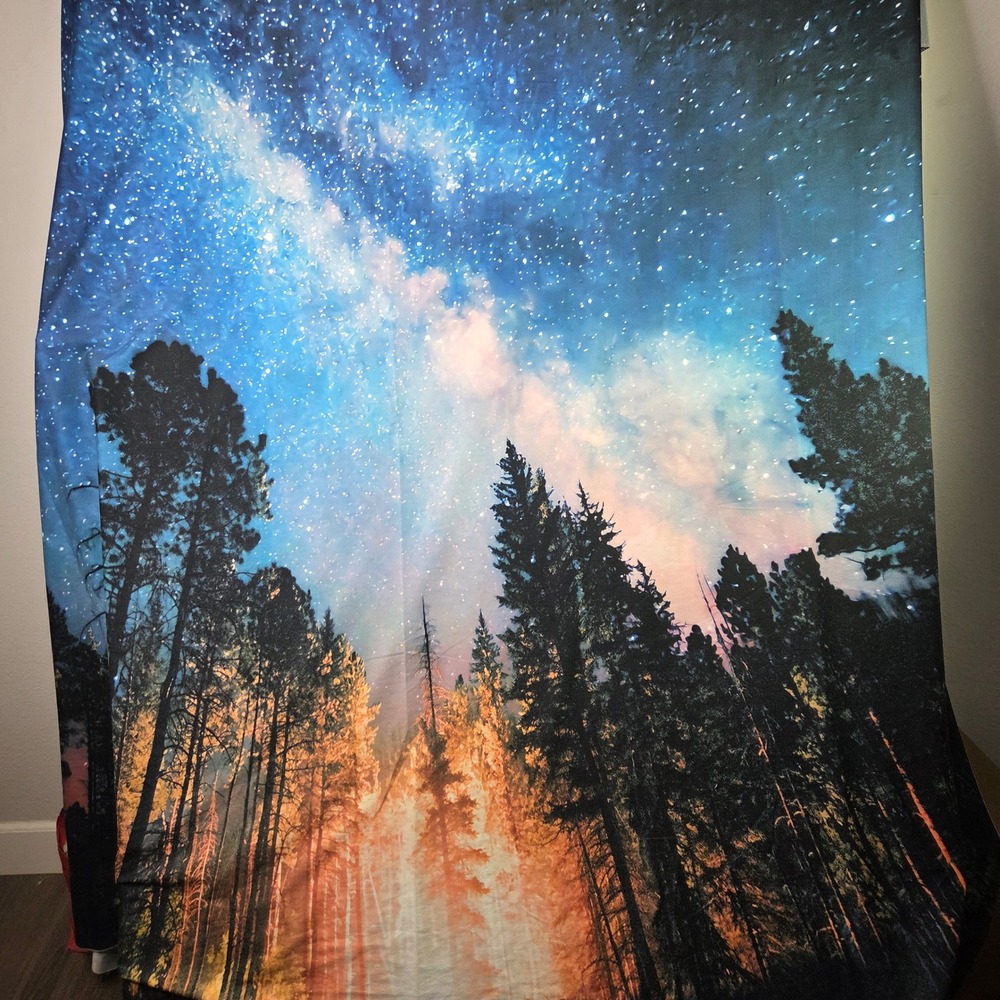 Unbranded Wall Tapestry Milky Way Galaxy Pine Forest Large 69x86 Star